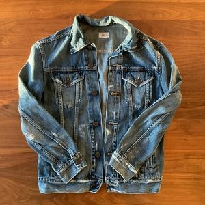 Able Distressed Button Down Denim Jean Jacket XS